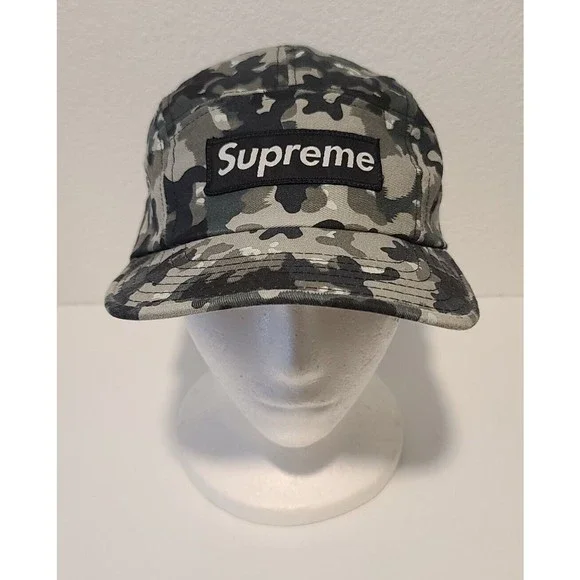 Vintage Supreme Camoflague 5 Panel Camp Box Logo Cap Hat Adjustable Made In USA - Picture 1 of 7